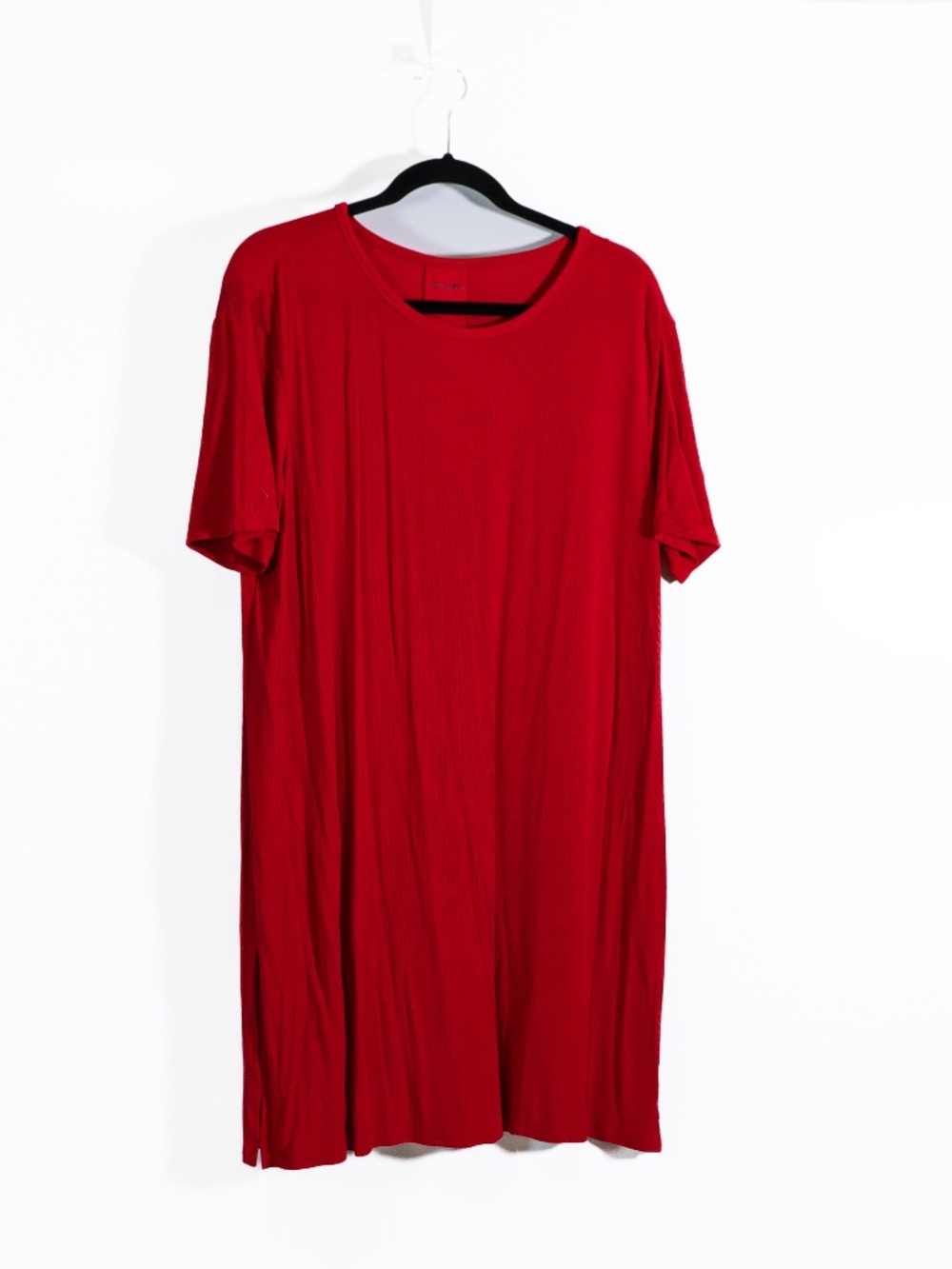 NEW Cozy Earth Bamboo Rib Knit Stretch Boyfriend Pullover Sleep Dress Crimson M